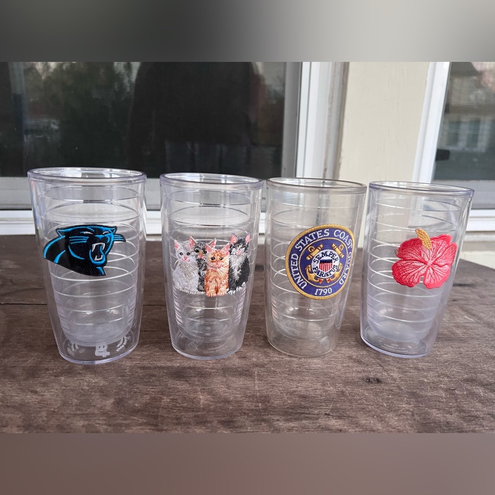 Set of 4 RETIRED 16 oz Tervis Tumblers Insulated Plastic Drinking Cups